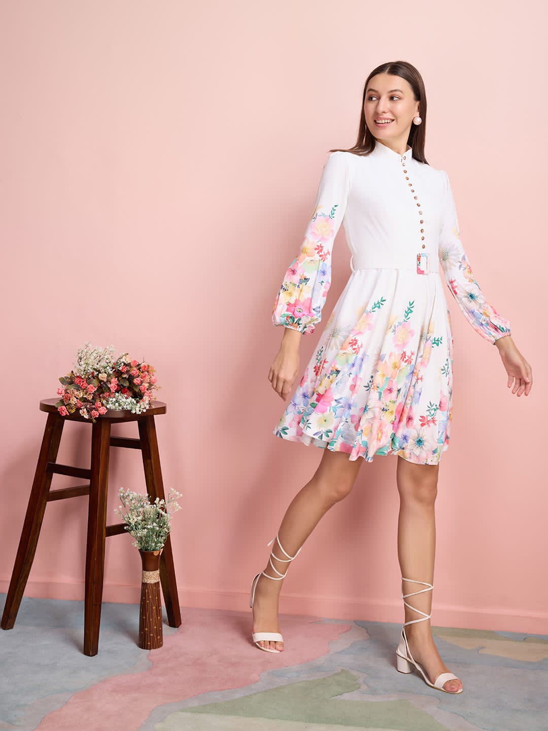 Women White Floral Dress